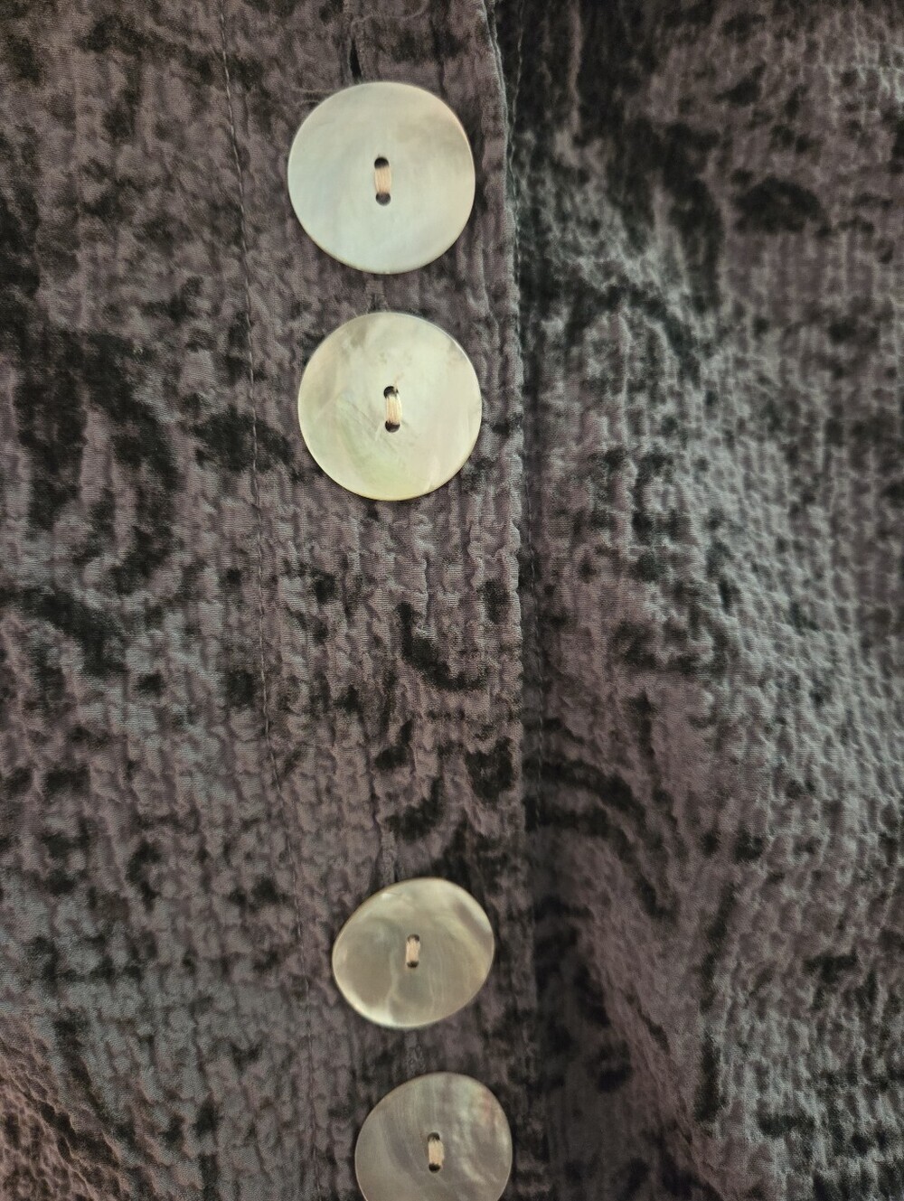 Habitat Womens Button Front Jacket Medium Crinkle Textured Gray Casual Lagenlook - Picture 6 of 8